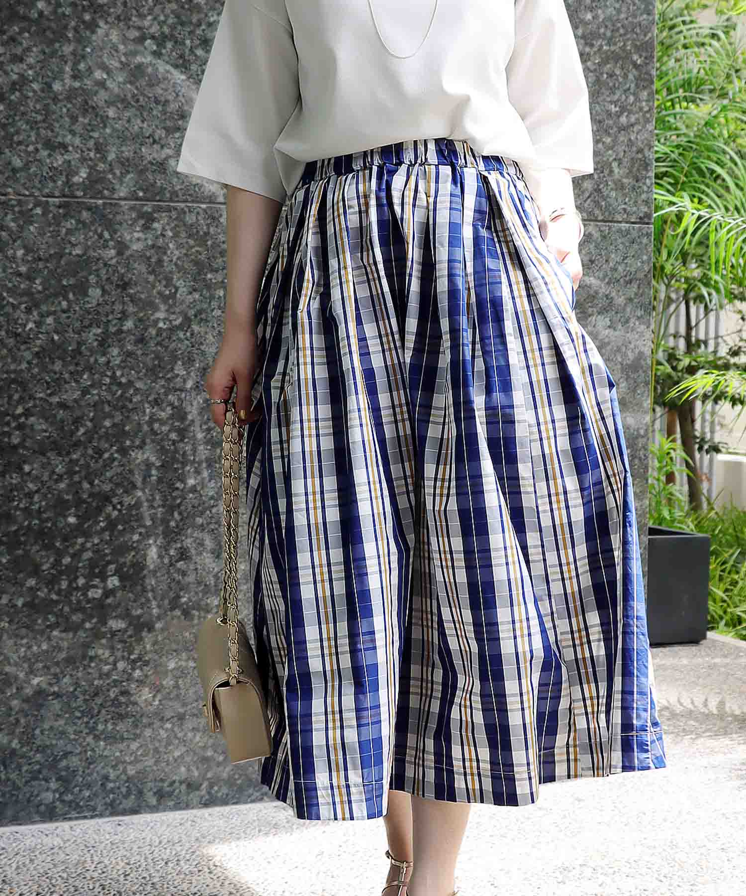BALENCIAGA】シェパード/グレン/チェック 裾プレス痕 スカート - スカート