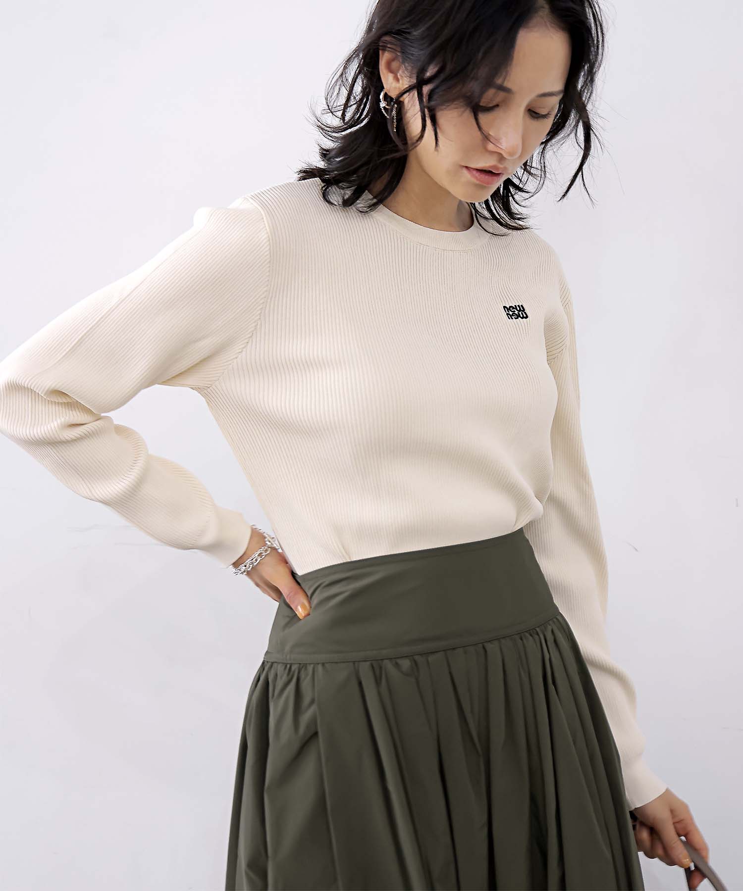 newnew刺繍リブニット【WEB限定】