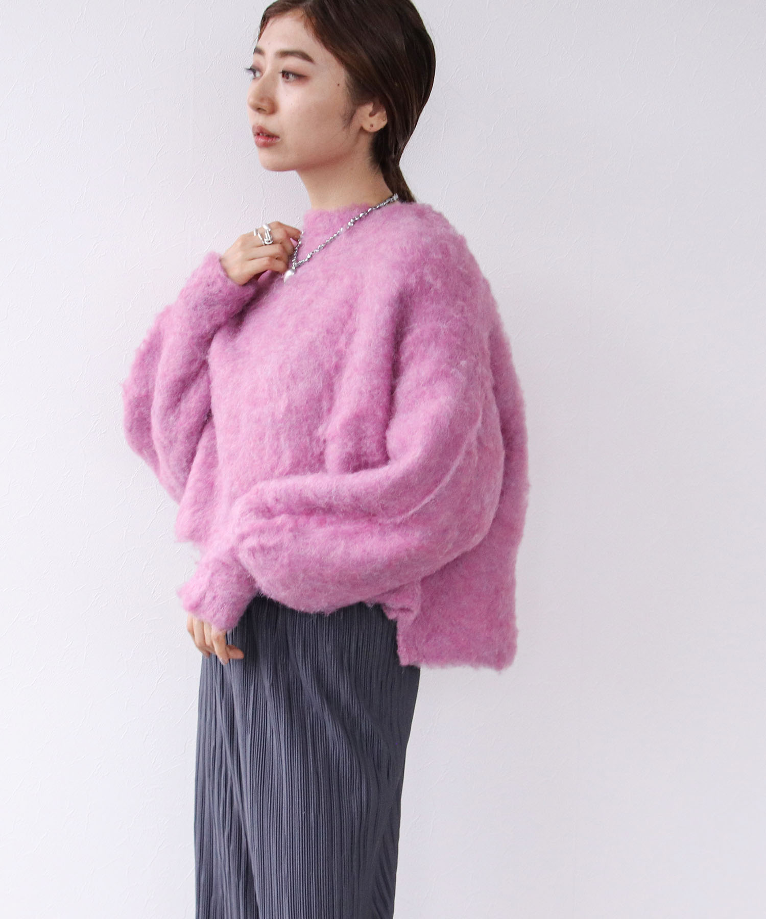 baum_ysY's PINK 15AW フリンジヤーン ニット チェスターコート2 - www ...