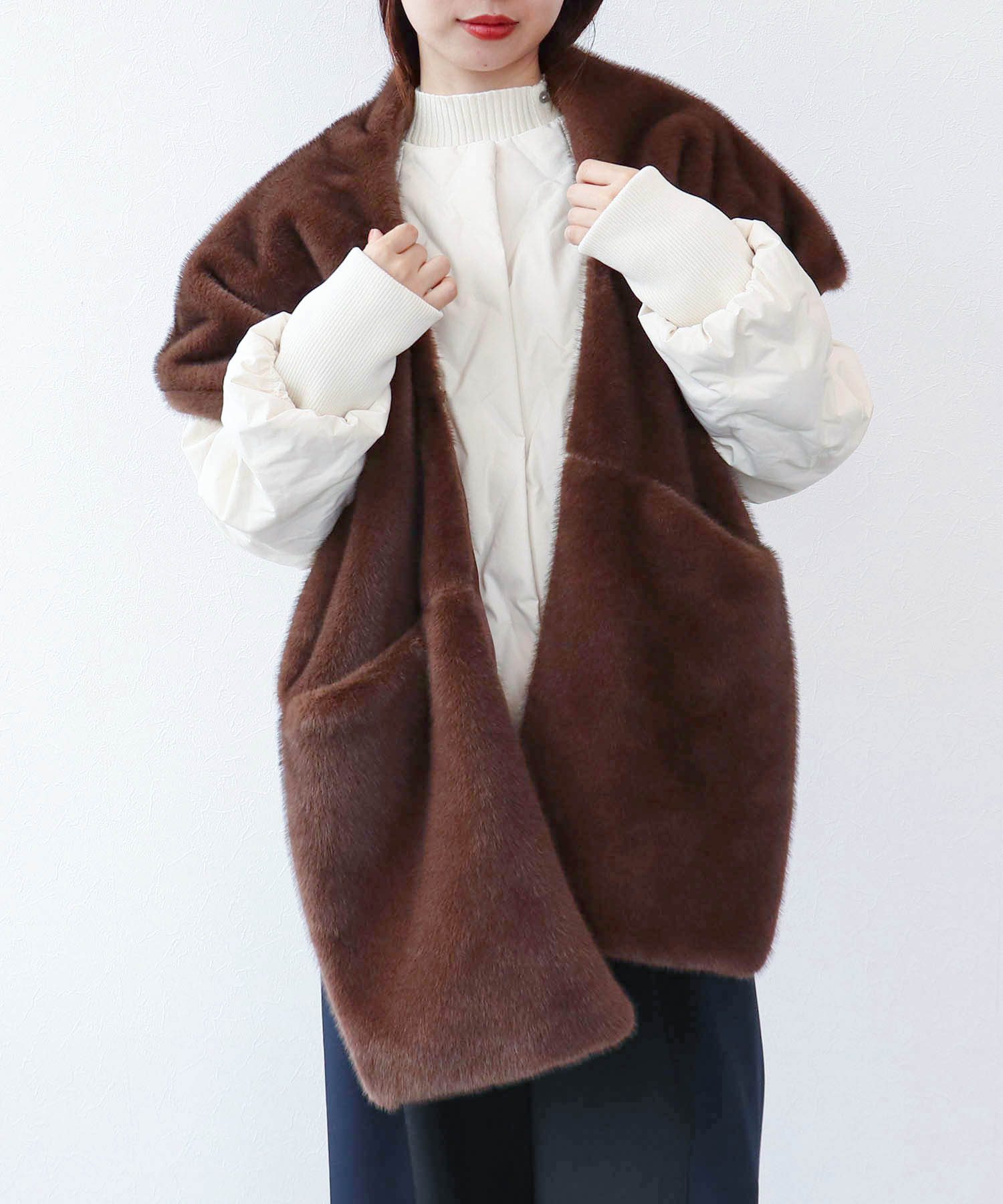 ミンクフェイクファーストール