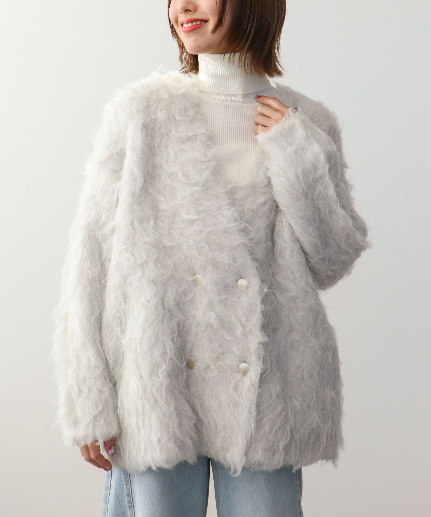 ウェーブシャギーニットジャケット