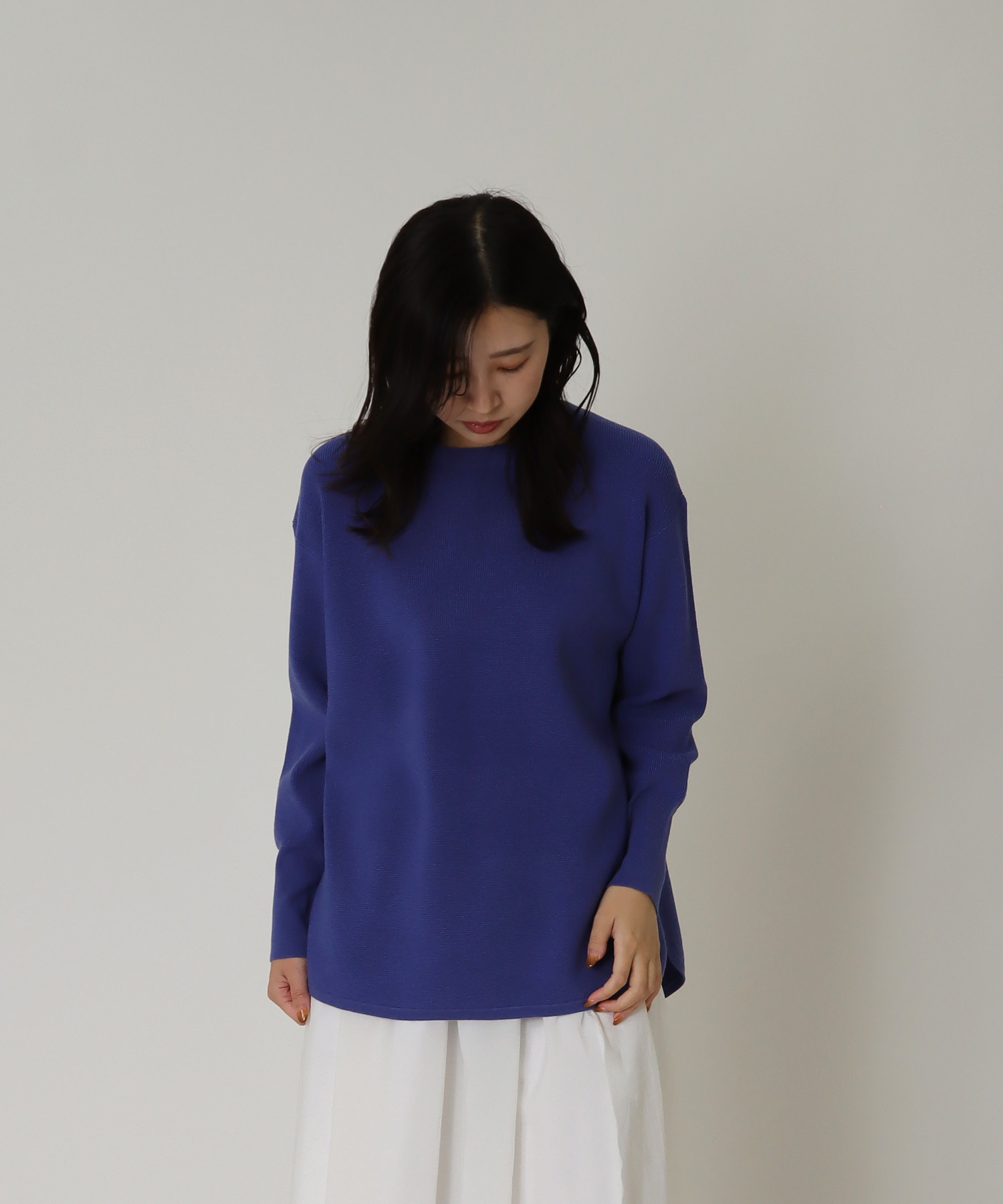 Sugar Rose＞hem curve waffle knit pull | AND ON JIONE STORE