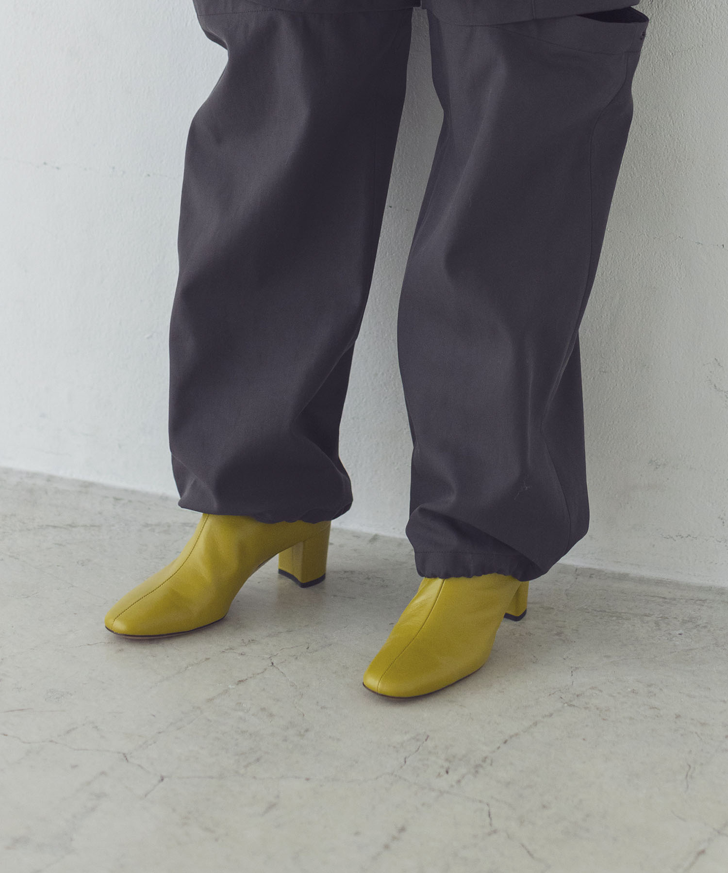 FABIO RUSCONI / GABRY round toe chunky heel color boots(ラウンド