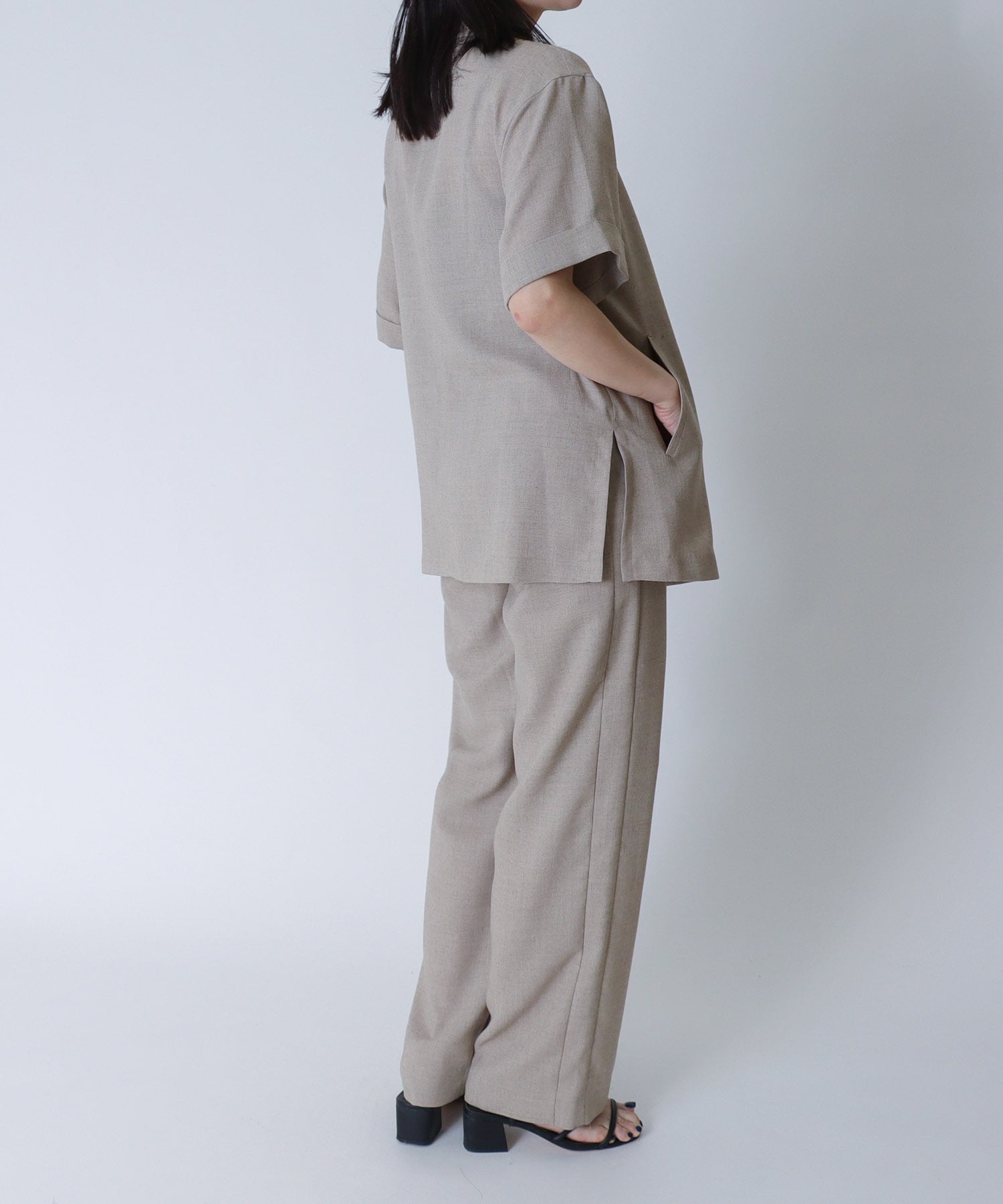 B7＞linen like half sleeve w jacket | AND ON JIONE STORE 