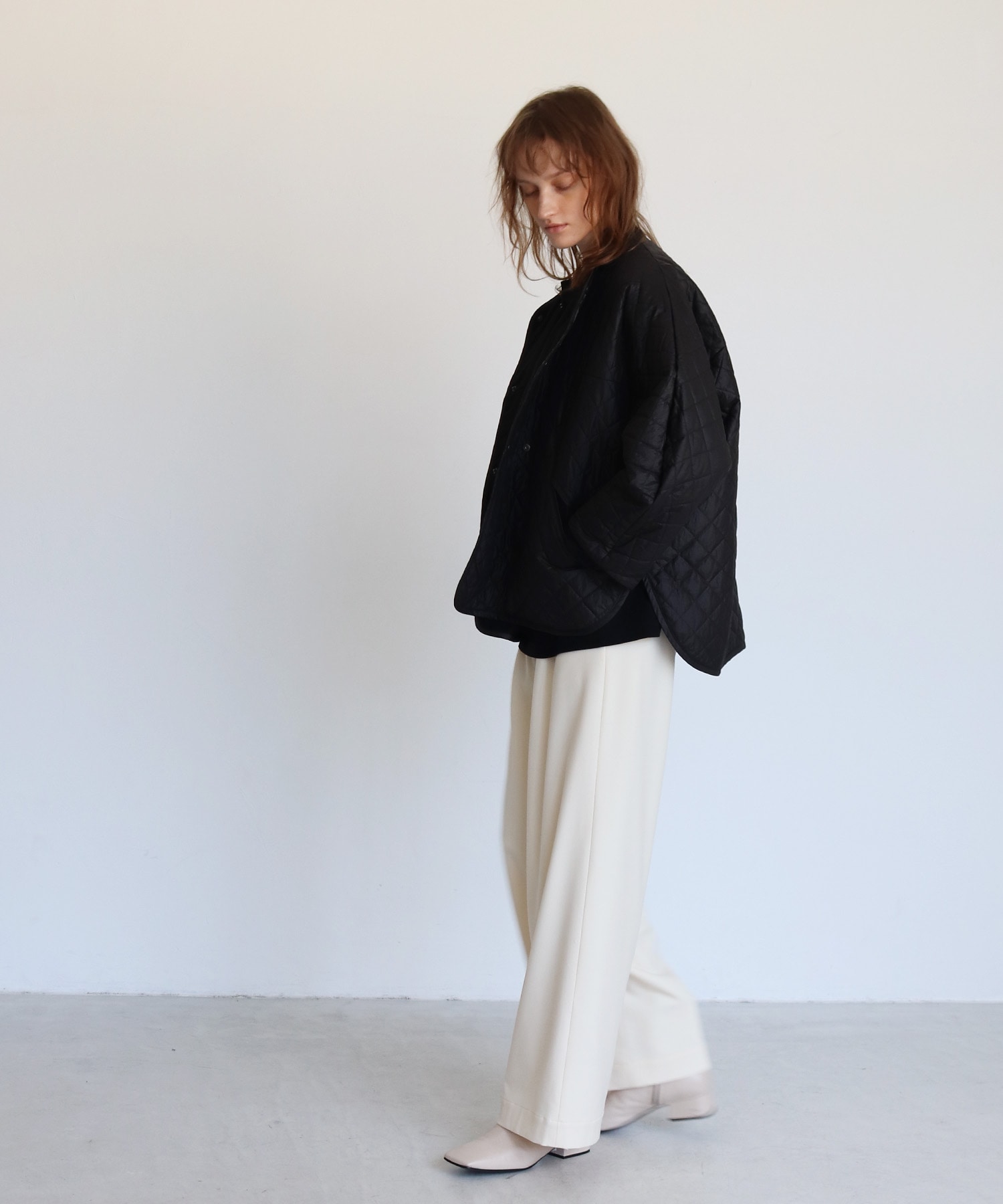 quilting nylon×wool tentline blouson | AND ON JIONE STORE