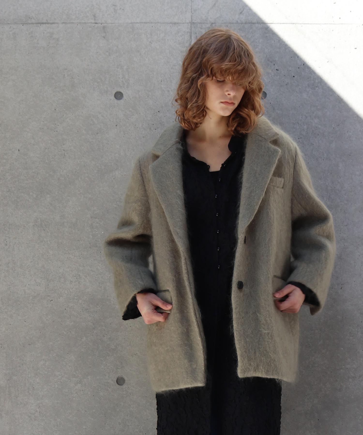mohair long shaggy tailored coat | AND ON JIONE STORE（アンドオン