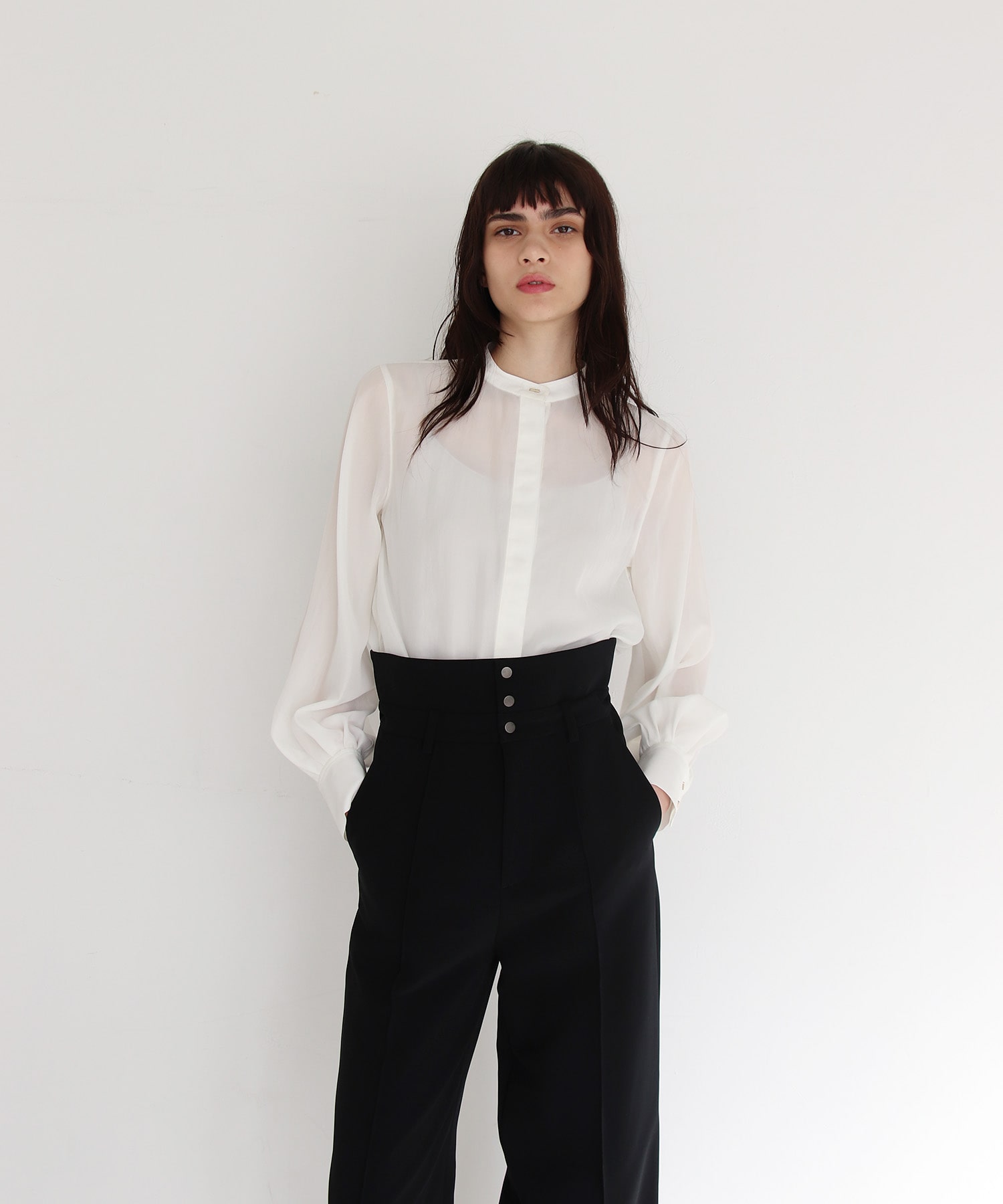 nylon taffeta bow tie blouse | AND ON JIONE STORE（アンドオン