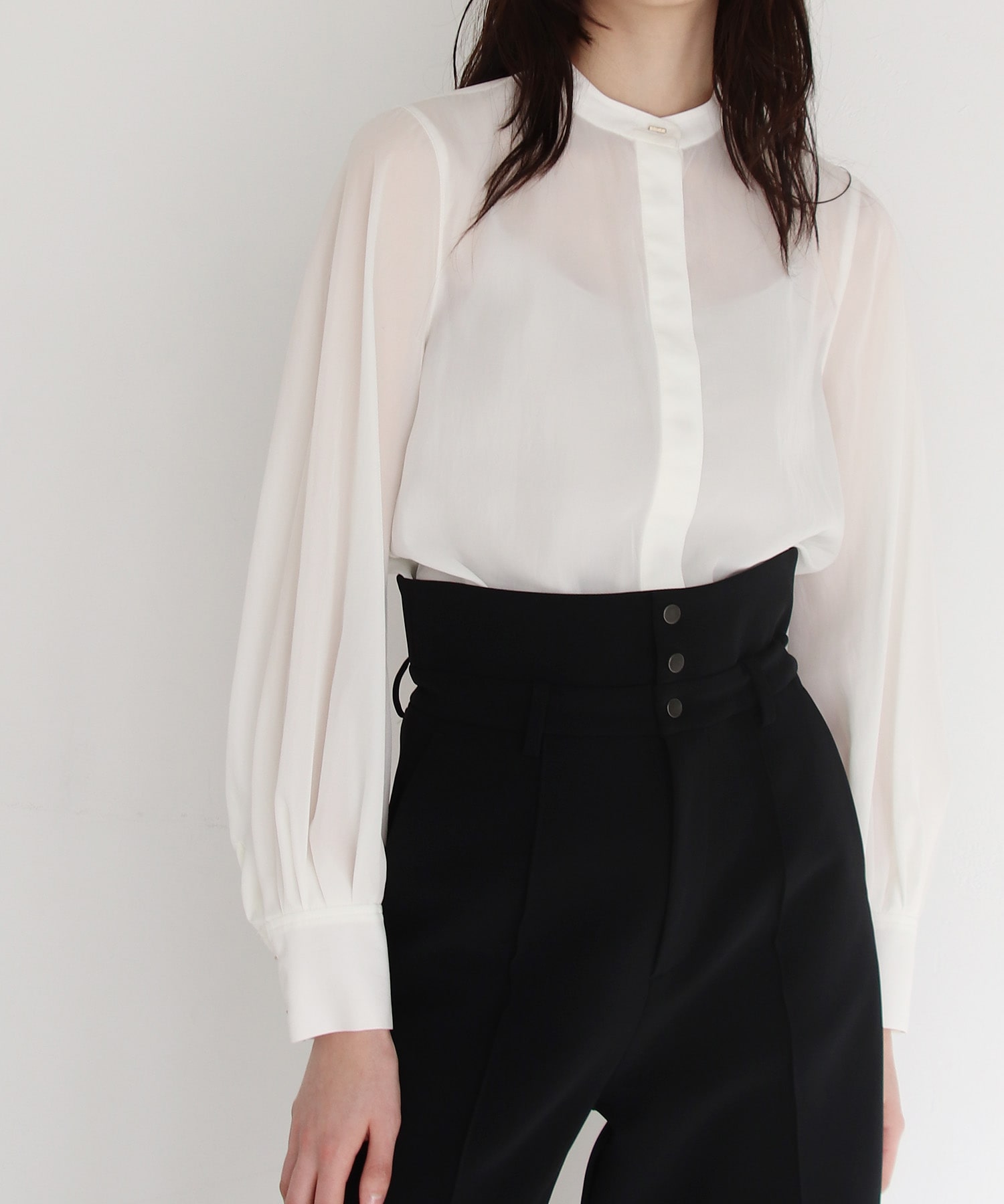 nylon taffeta bow tie blouse | AND ON JIONE STORE（アンドオン