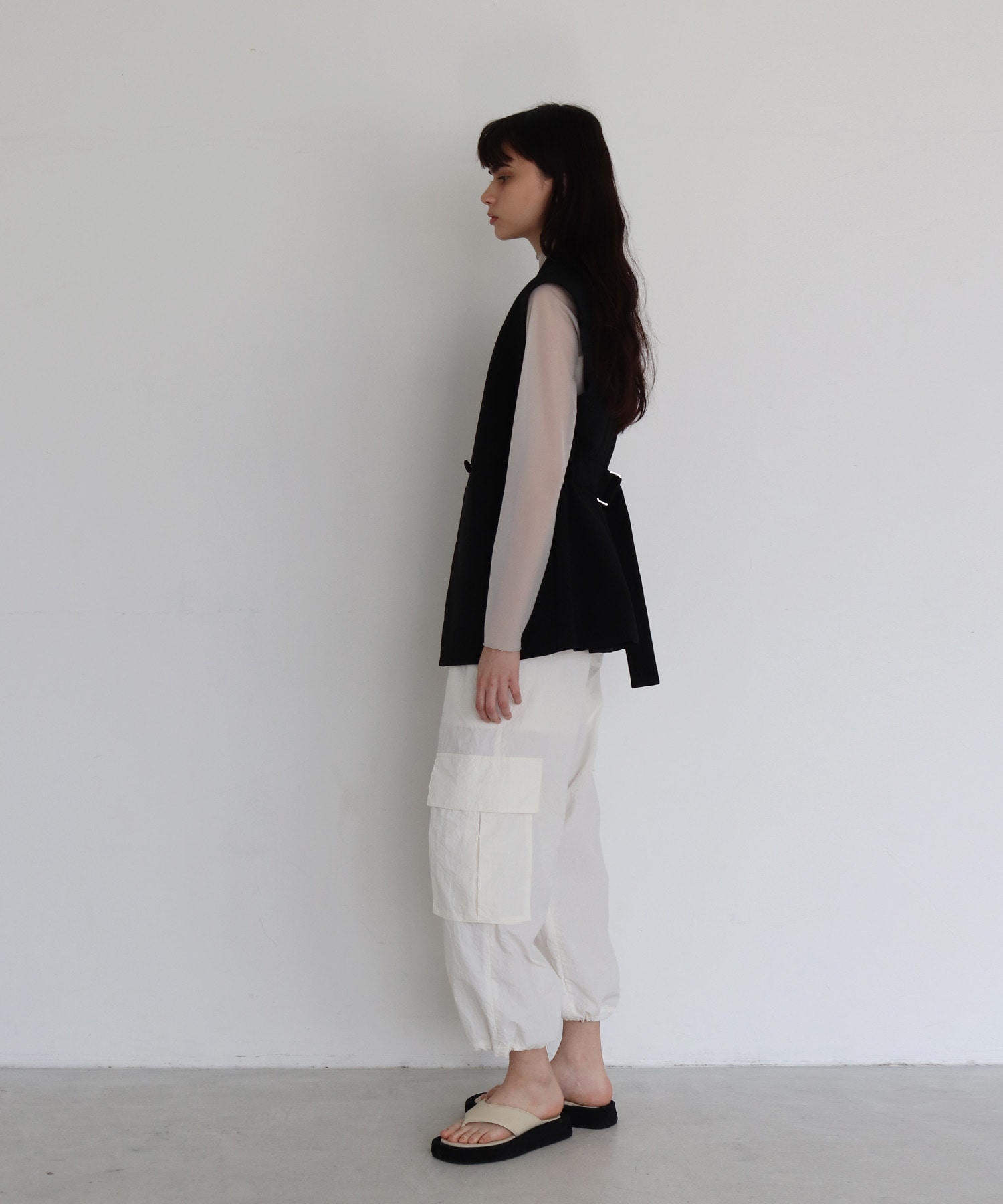 tricot organdy sheer long tee | AND ON JIONE STORE（アンドオン