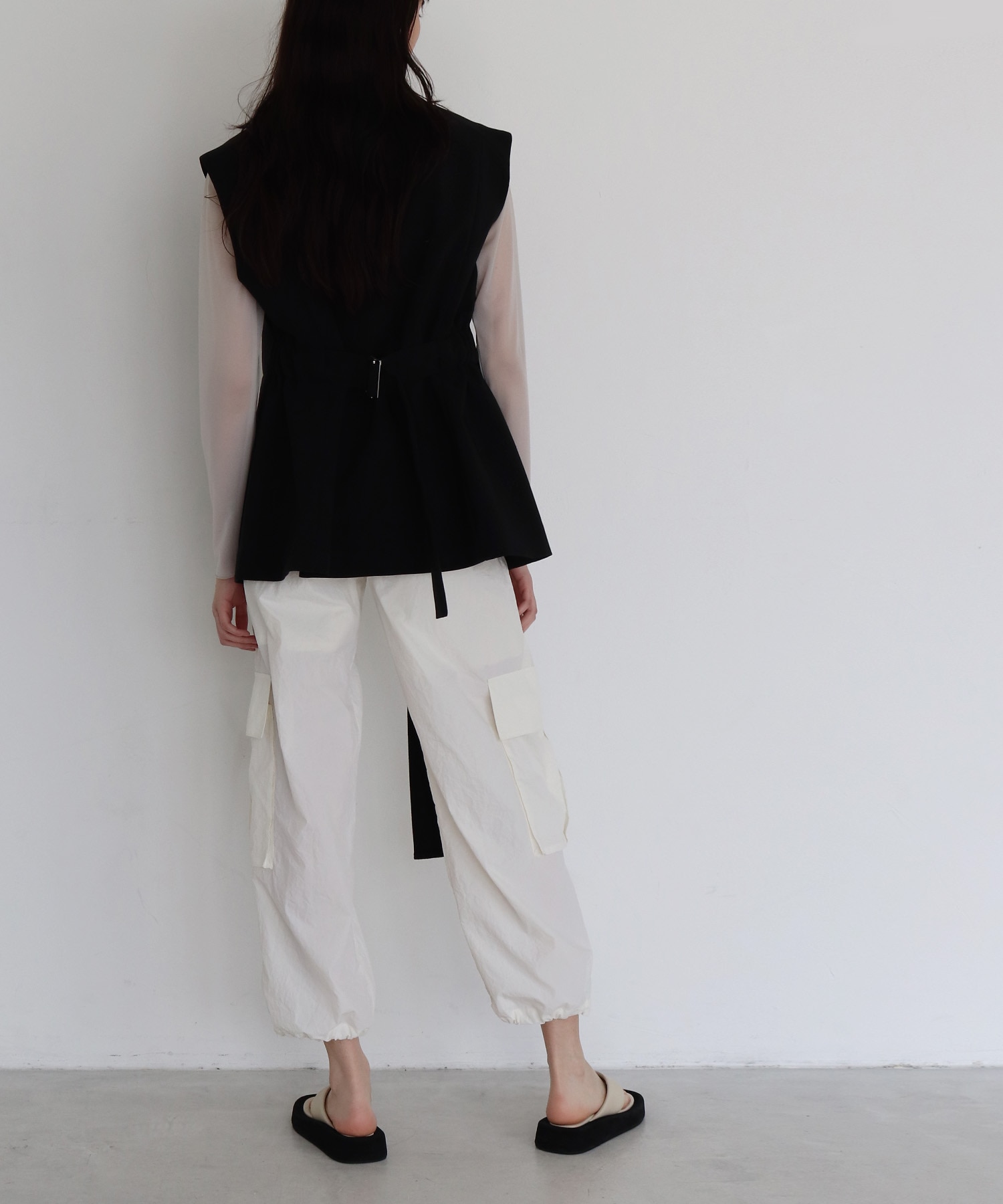 tricot organdy sheer long tee | AND ON JIONE STORE（アンドオン