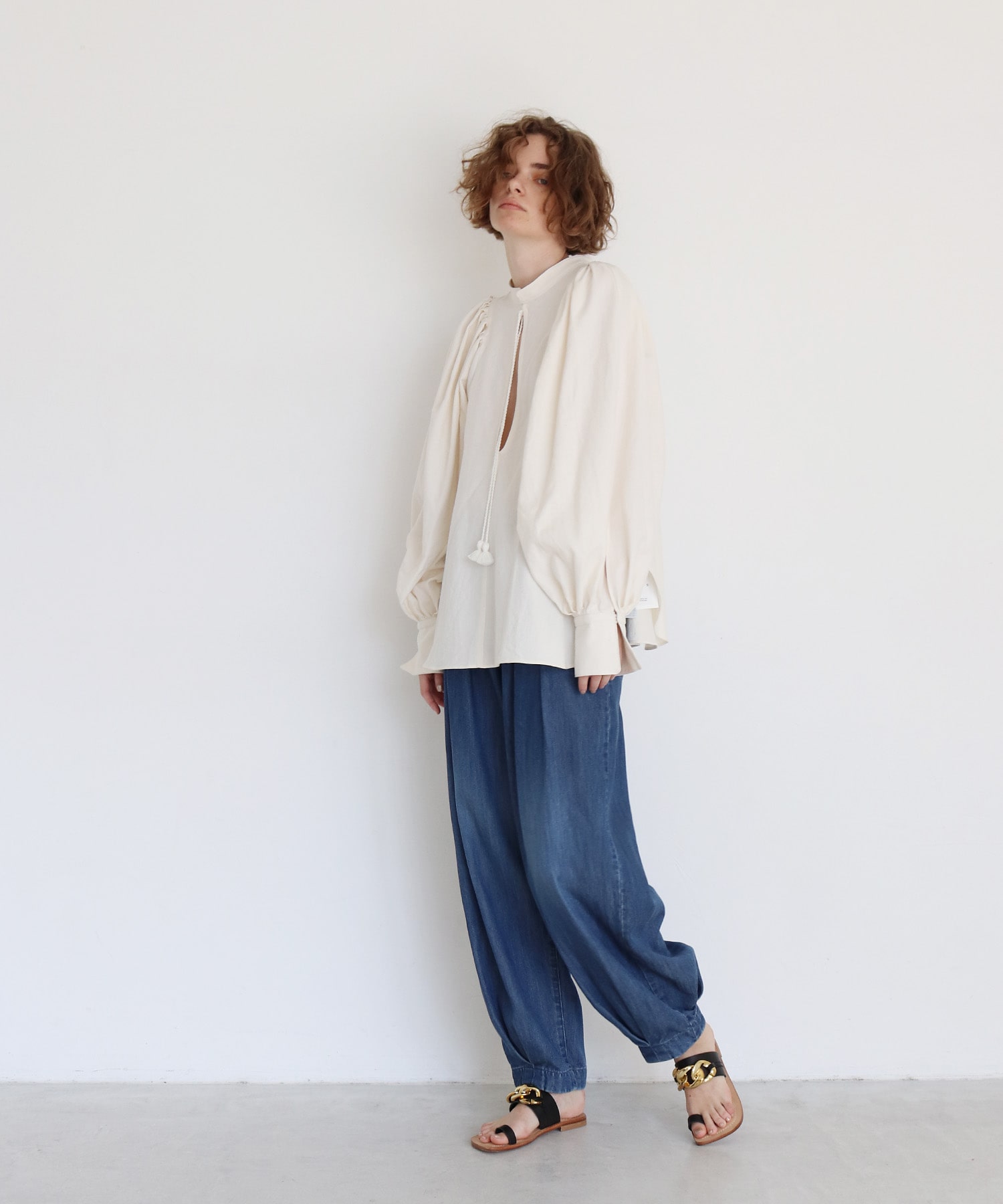 treated denim utility pants | AND ON JIONE STORE（アンドオン