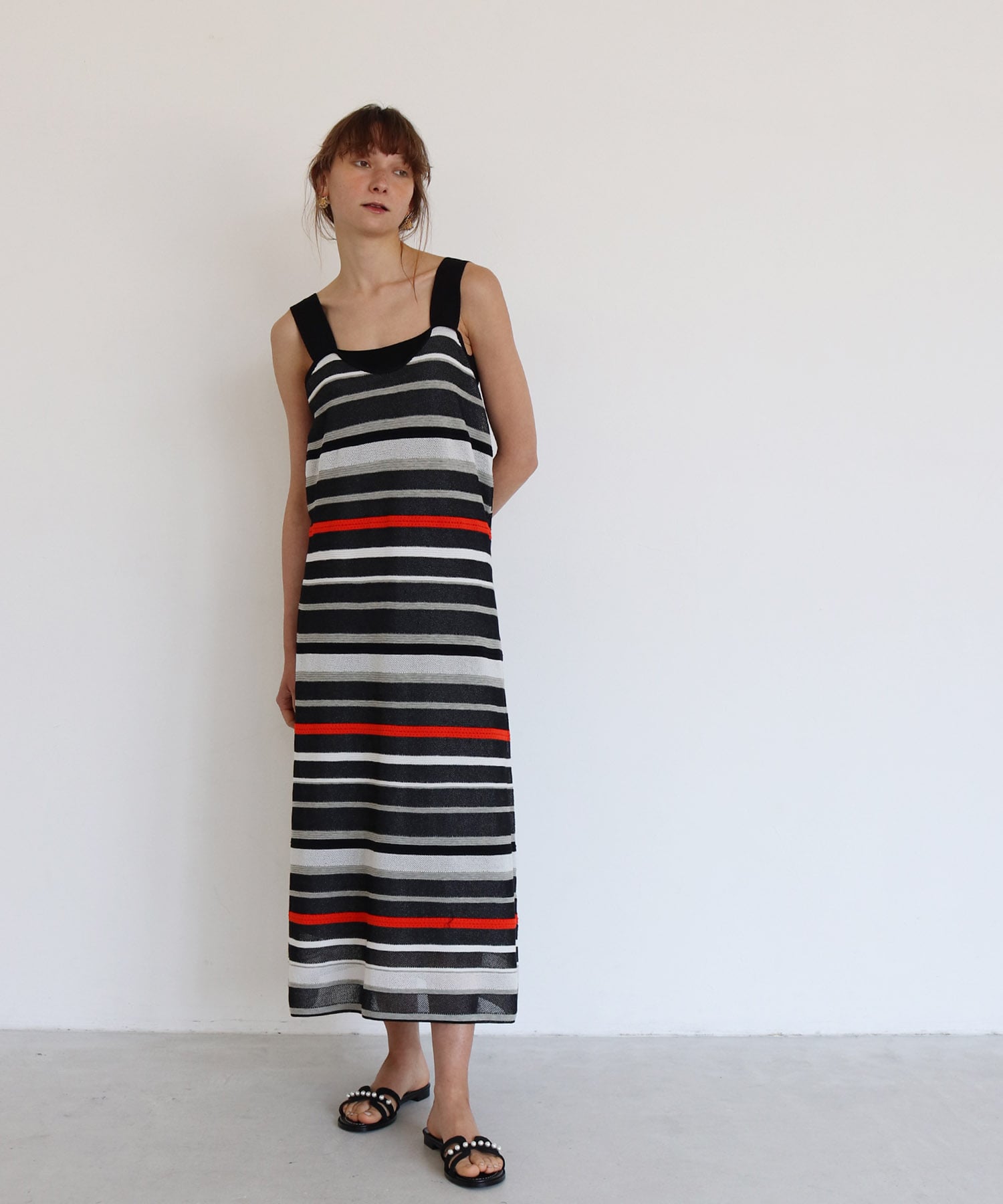 multi border summer knit dress | AND ON JIONE STORE（アンドオン