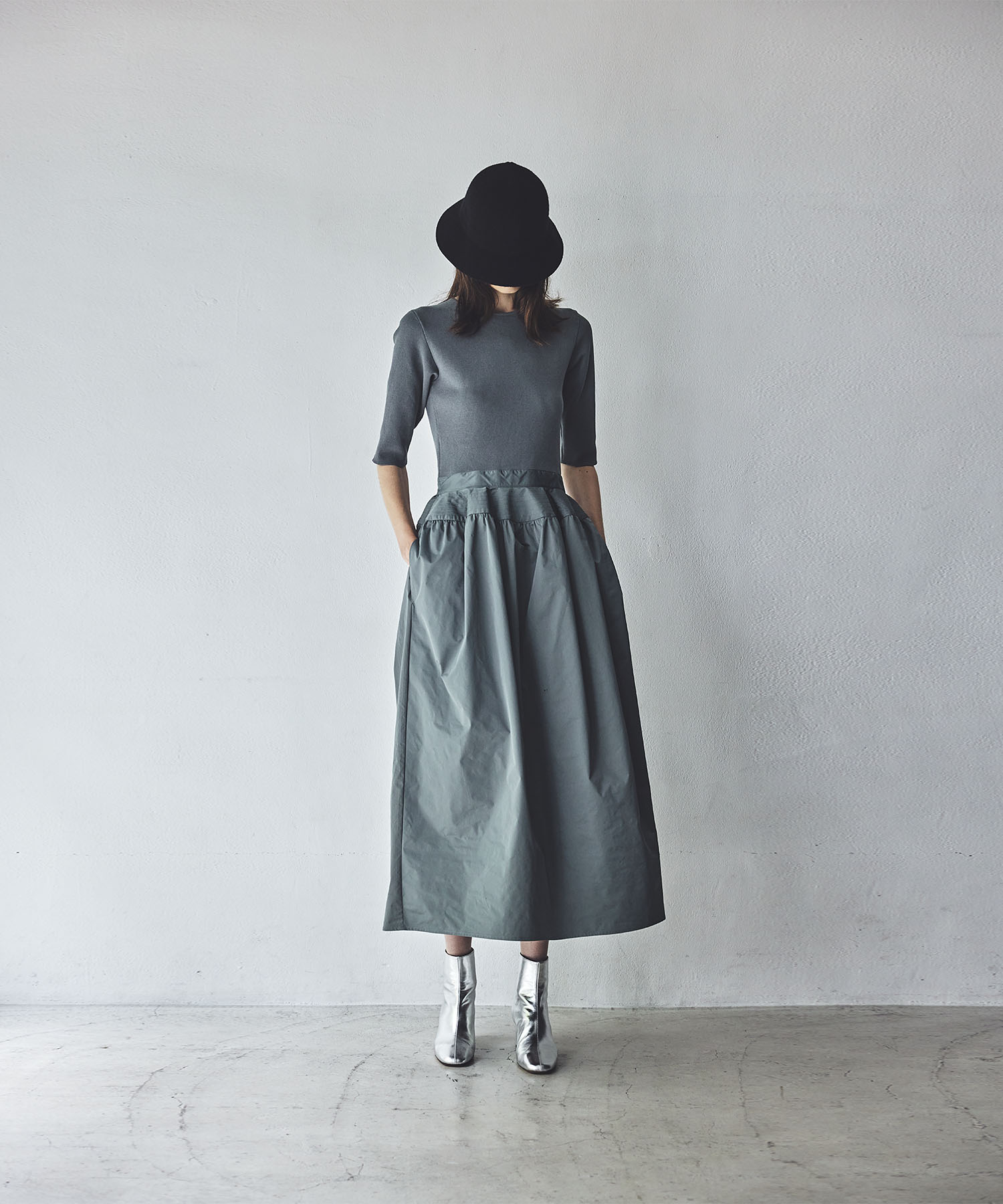knit×tafta combination dress | AND ON JIONE STORE（アンドオン