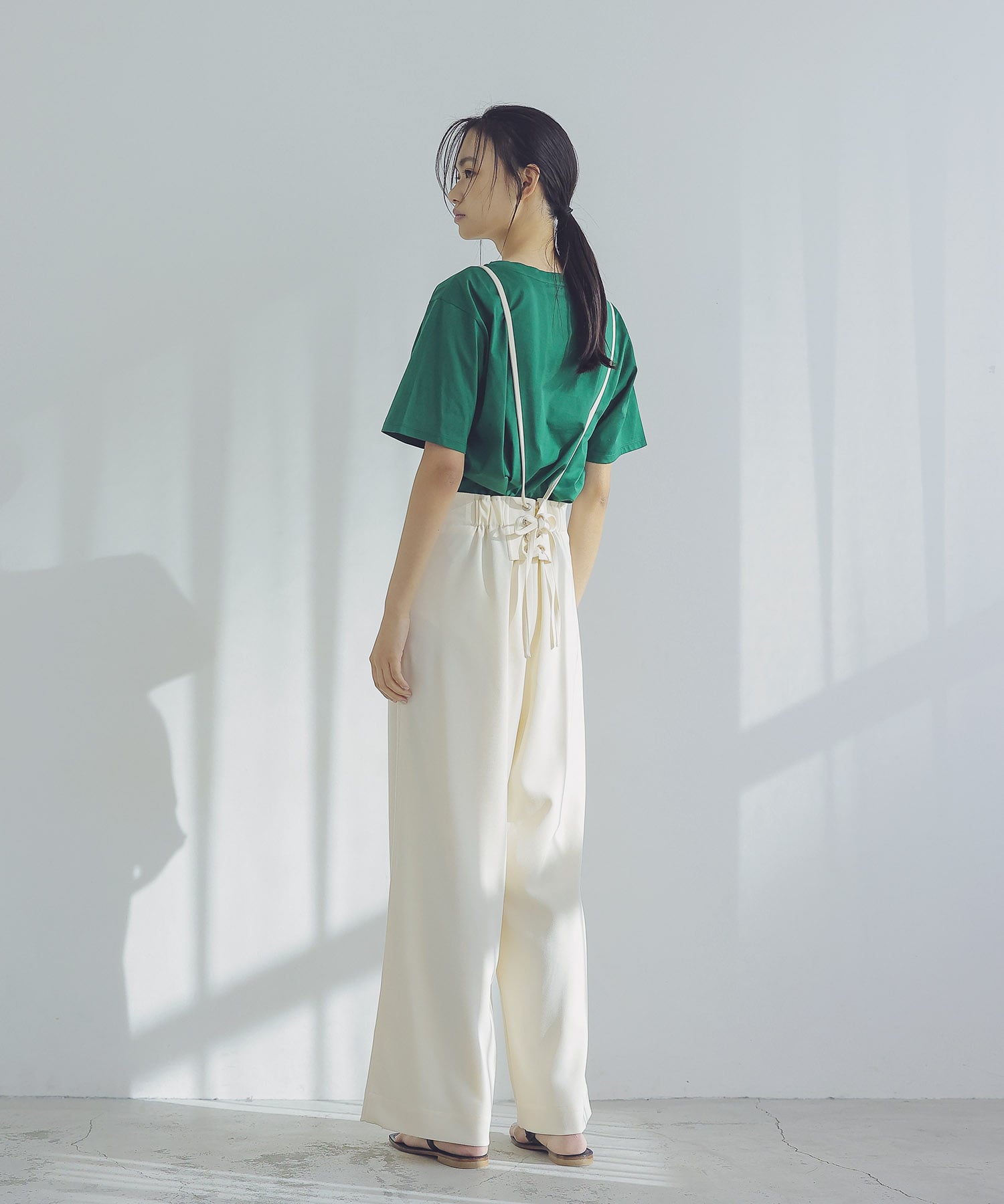2way back lace up wide pants | AND ON JIONE STORE（アンドオン