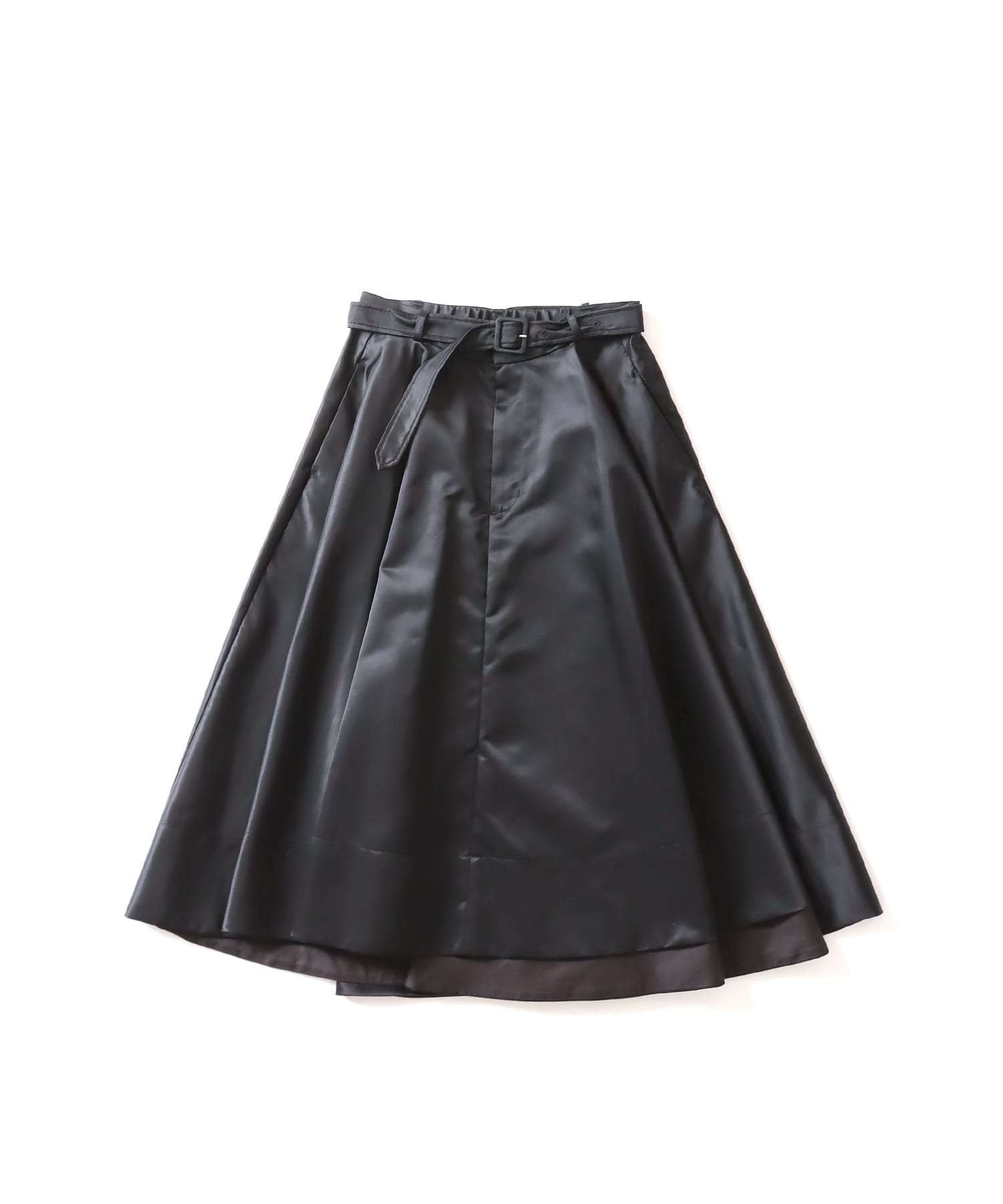 shiny nylon belted flare skirt | AND ON JIONE STORE（アンドオン 