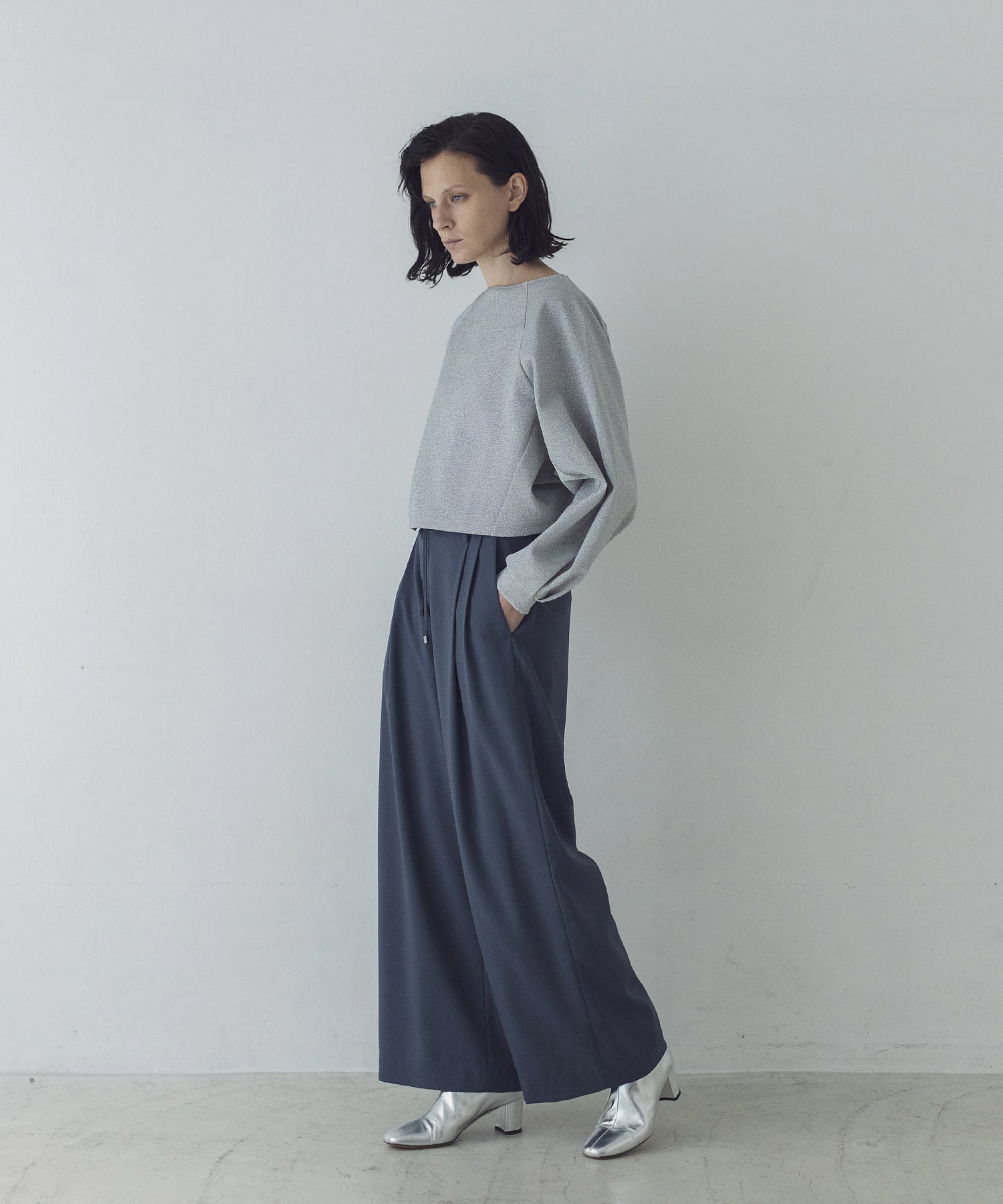 poplin stretch wide relax pants | AND ON JIONE STORE（アンドオン