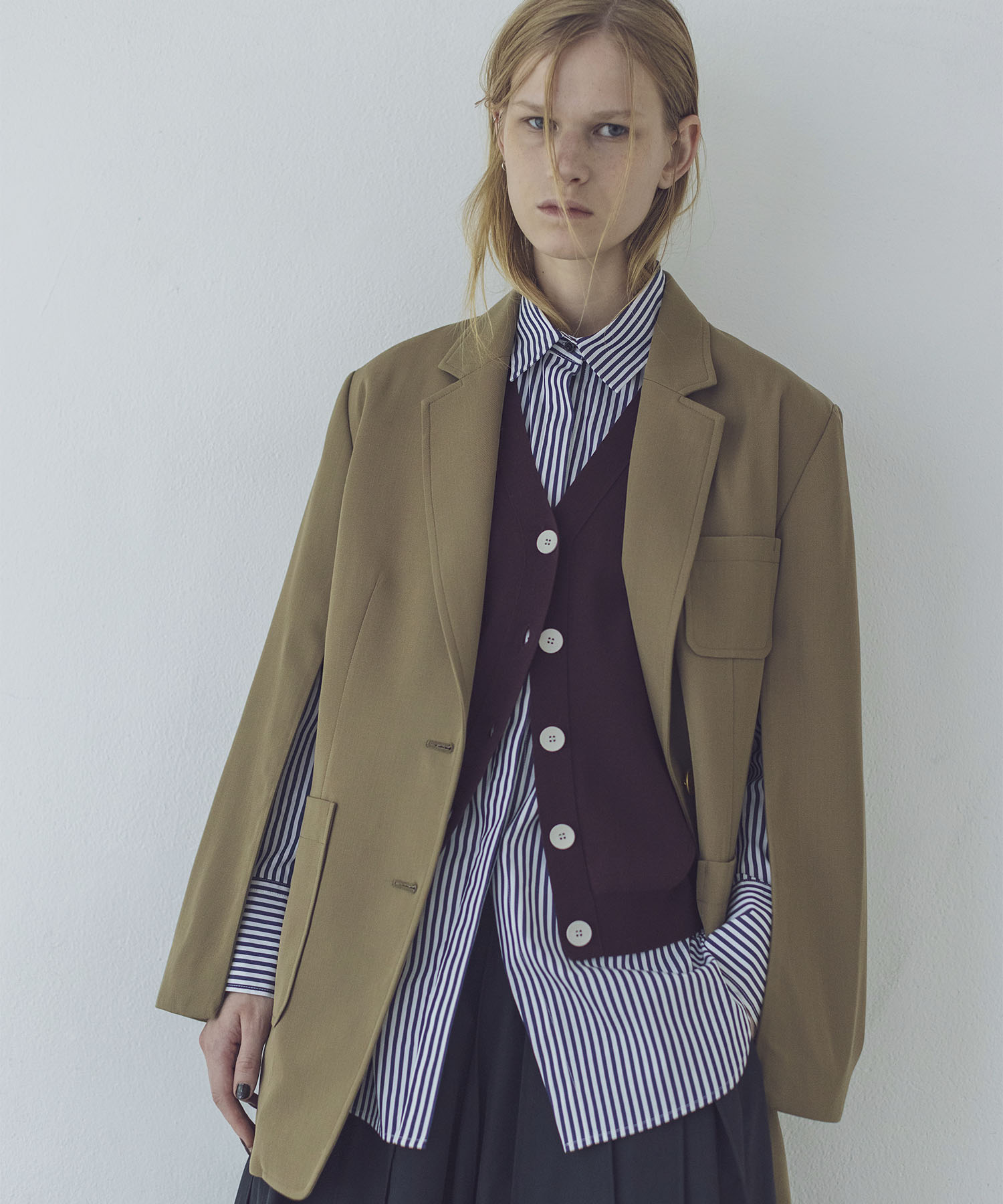 clear twill wool rayon tailored jacket | AND ON JIONE STORE