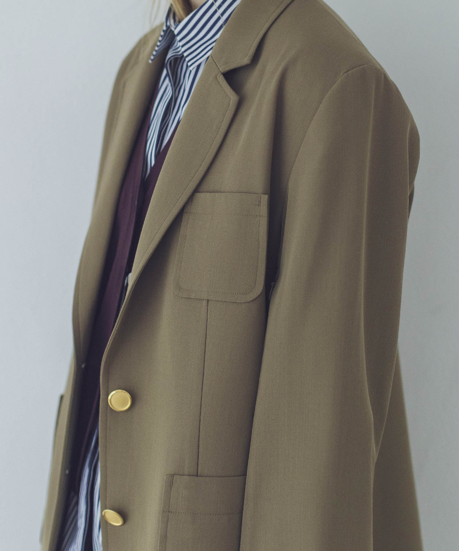 clear twill wool rayon tailored jacket | AND ON JIONE STORE