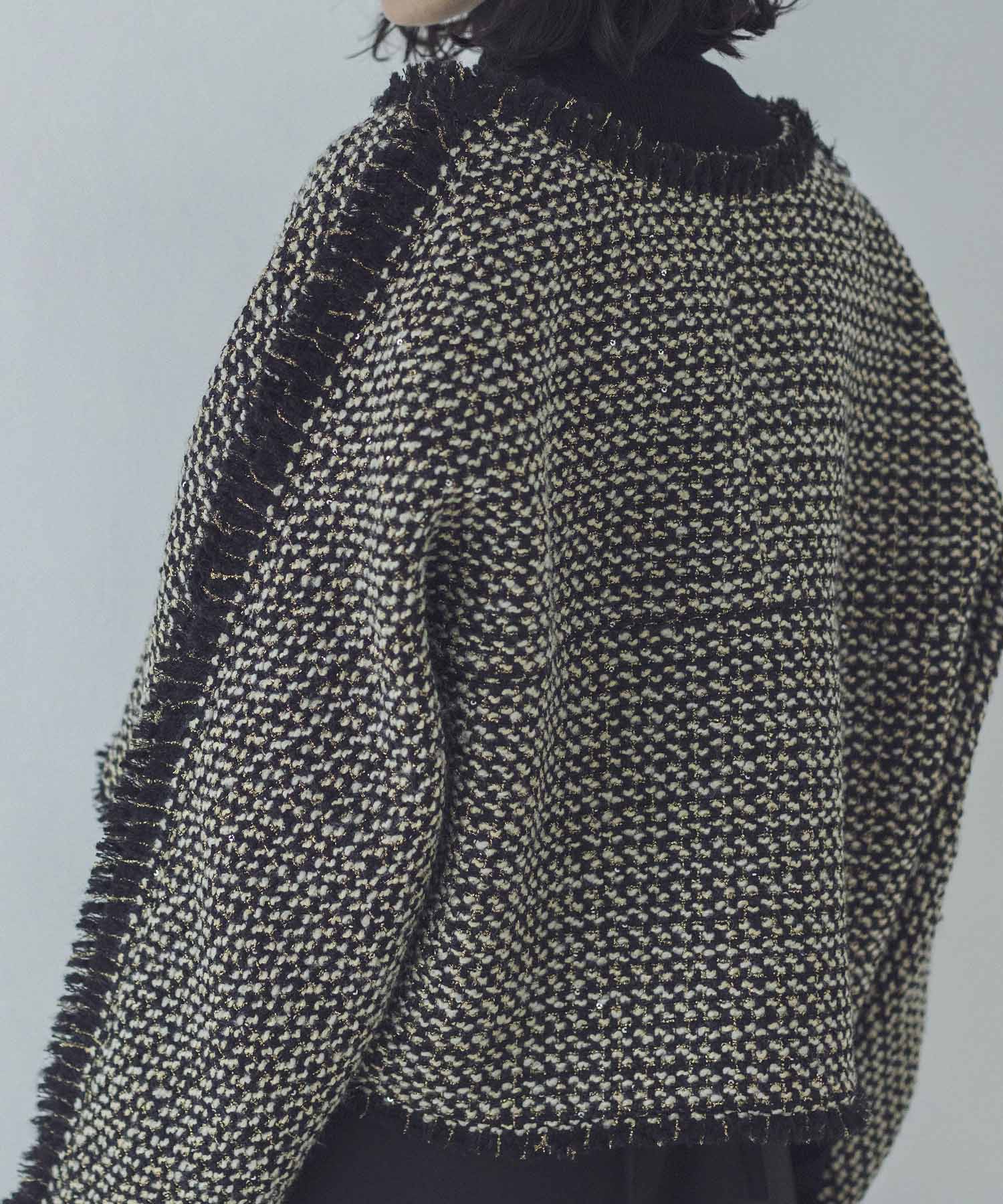 tweed mini fringe jacket | AND ON JIONE STORE（アンドオン）ジオン