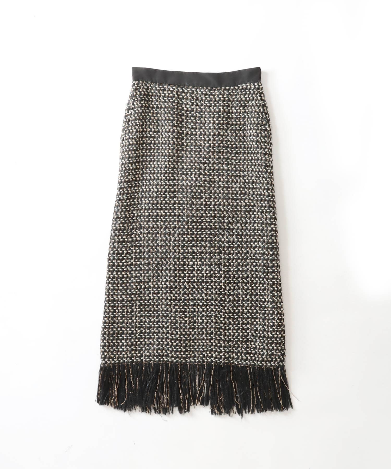 tweed long fringe tight skirt | AND ON JIONE STORE（アンドオン
