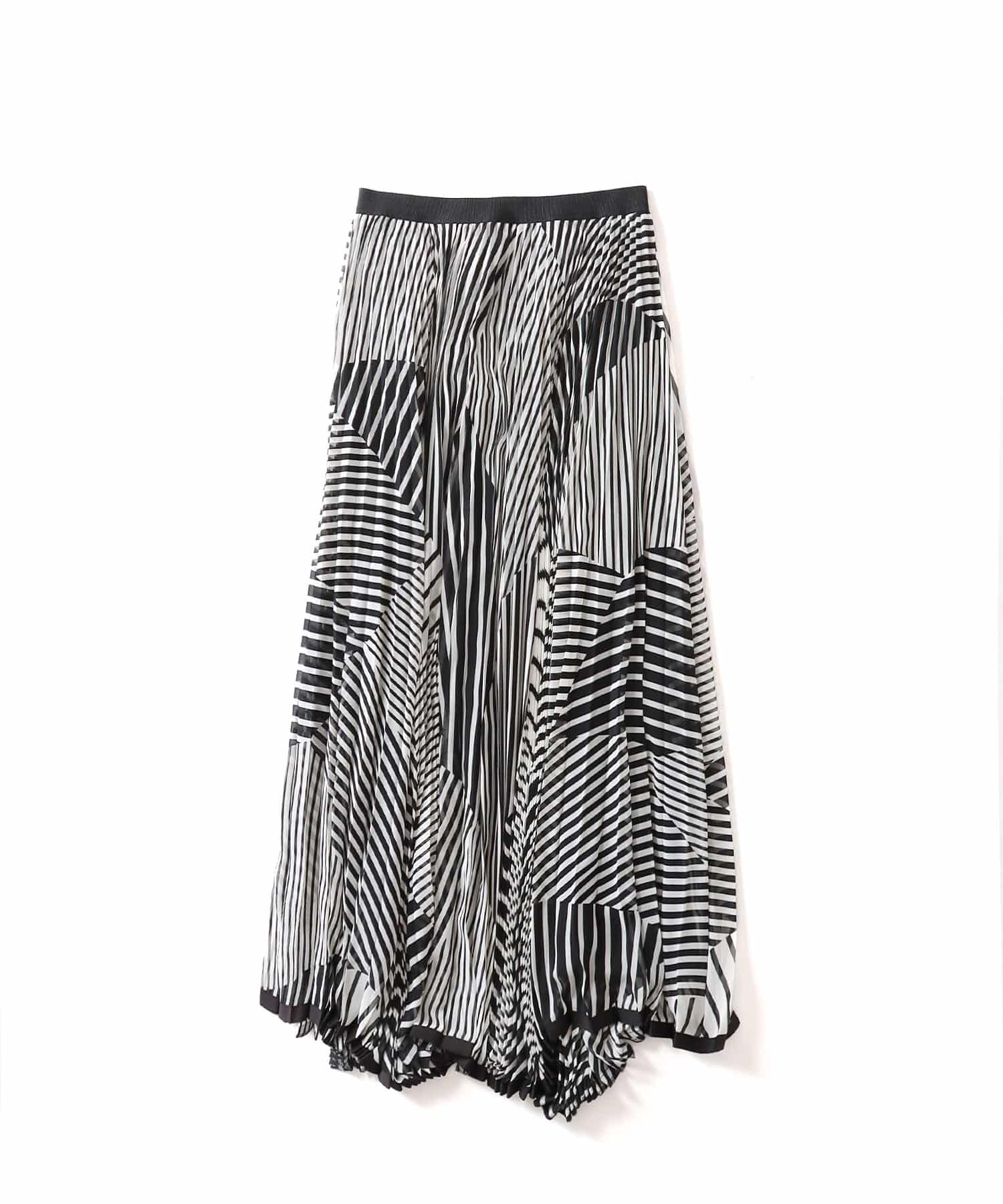 stripe mix pt umbrella pleated skirt | AND ON JIONE STORE