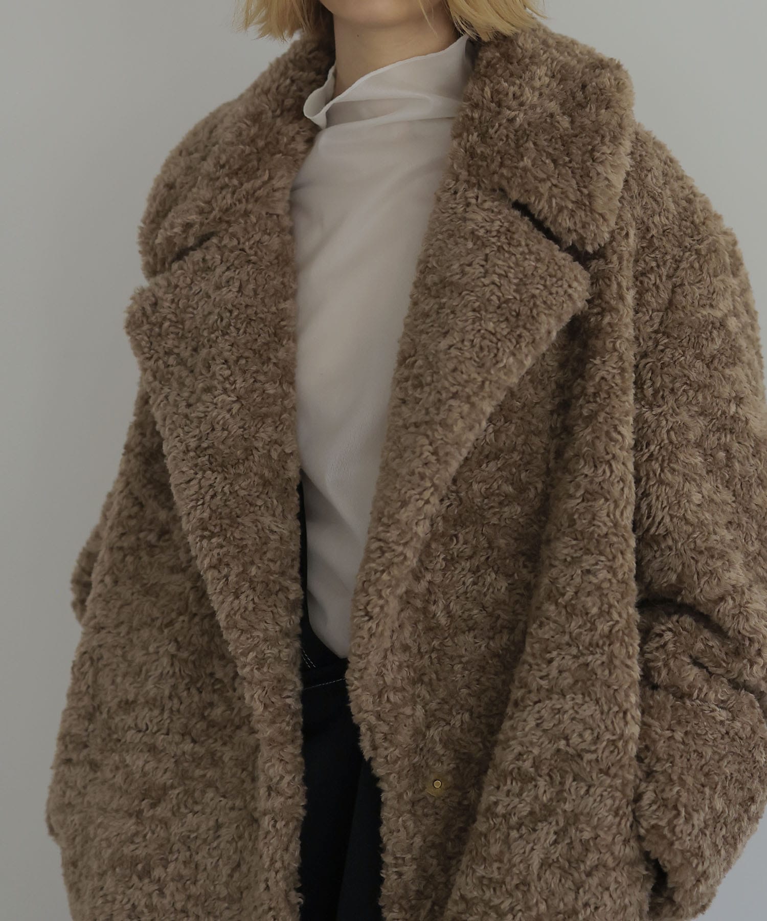 teddy bear long boa coat | AND ON JIONE STORE（アンドオン）ジオン