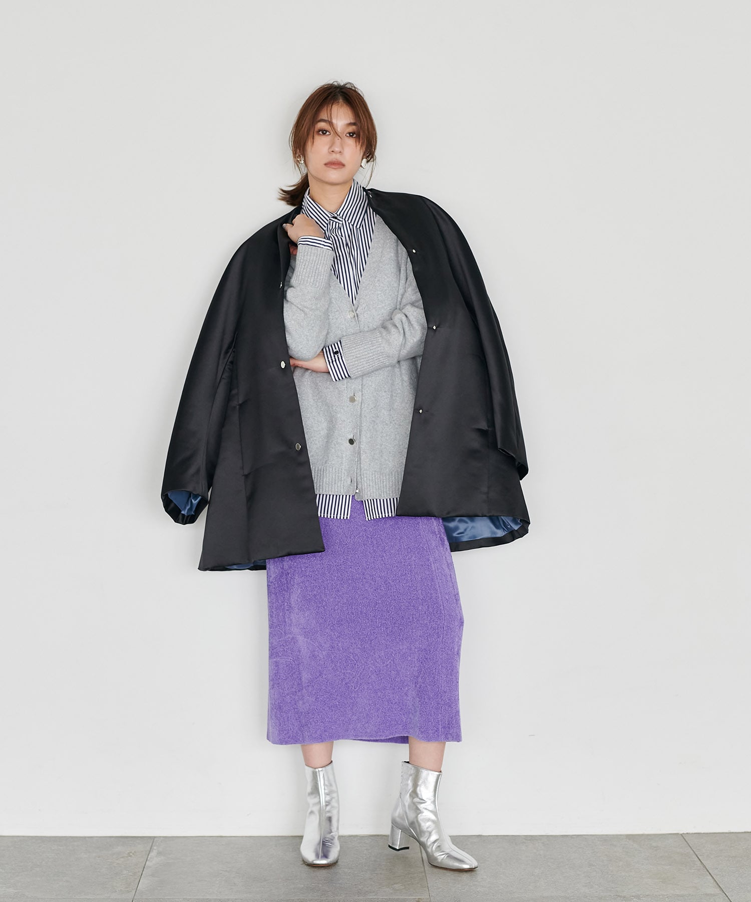 bonding no collar volume coat | AND ON JIONE STORE（アンドオン