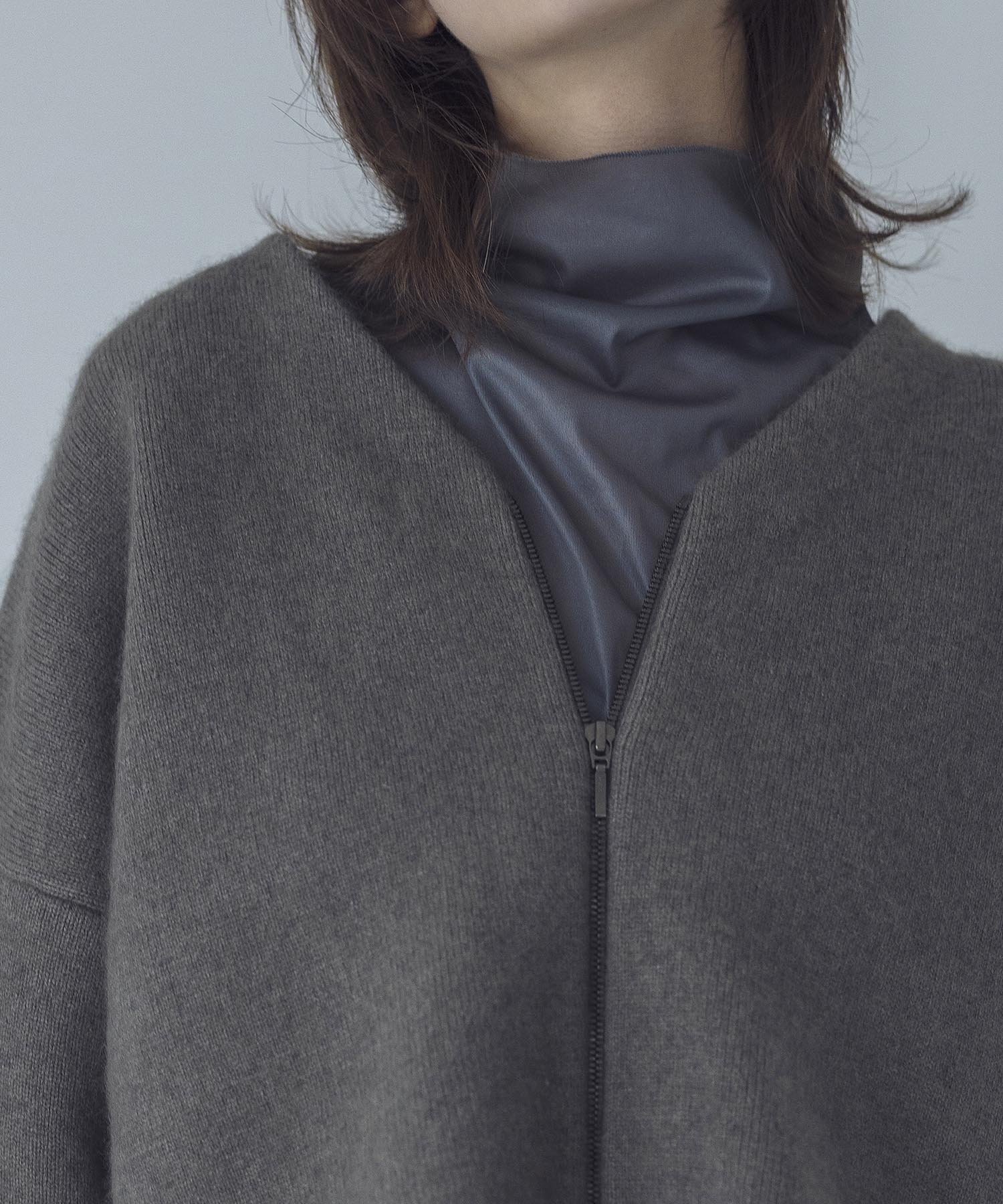 nylon angora doubleface short zip jacket | AND ON JIONE STORE