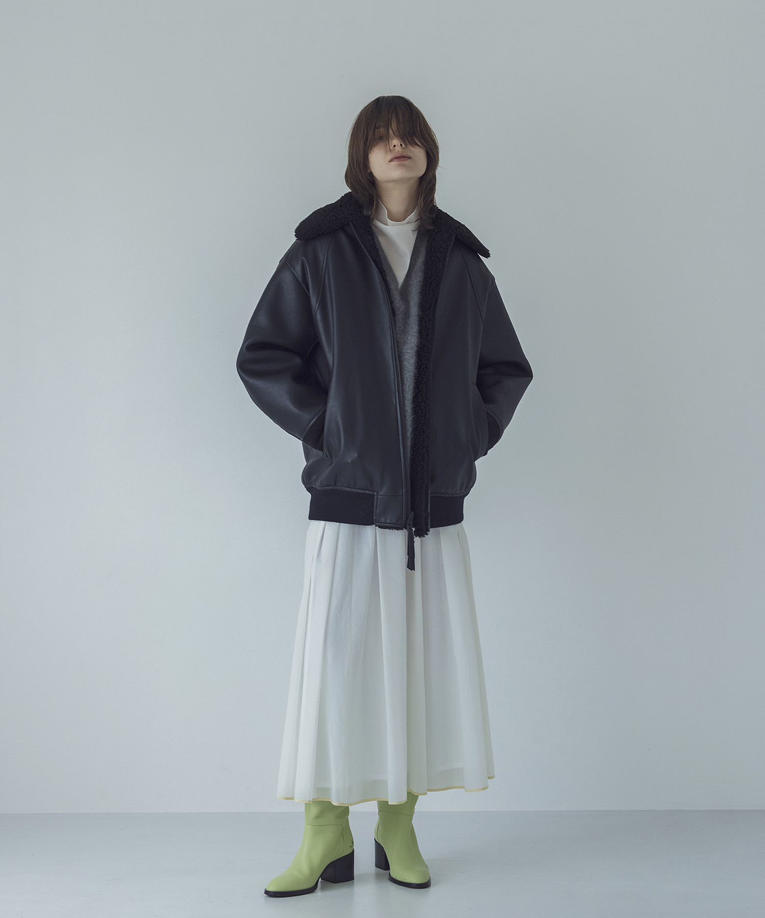 nylon gather piping skirt | AND ON JIONE STORE（アンドオン）ジオン