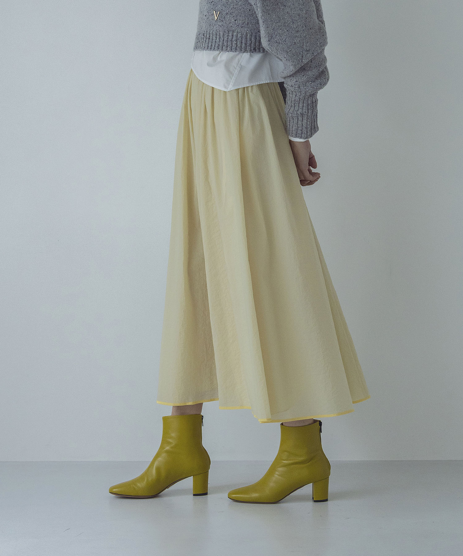 nylon gather piping skirt | AND ON JIONE STORE（アンドオン）ジオン