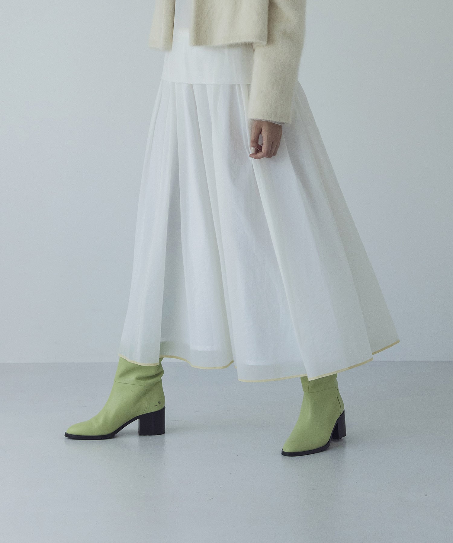 nylon gather piping skirt | AND ON JIONE STORE（アンドオン）ジオン