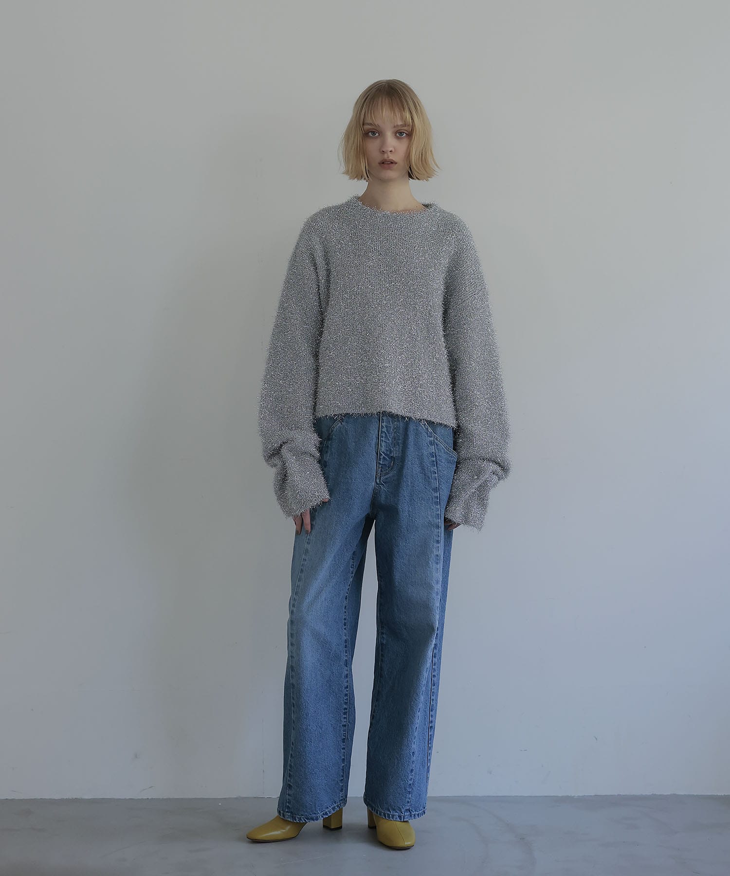 glass yarn crew neck pullover | AND ON JIONE STORE（アンドオン
