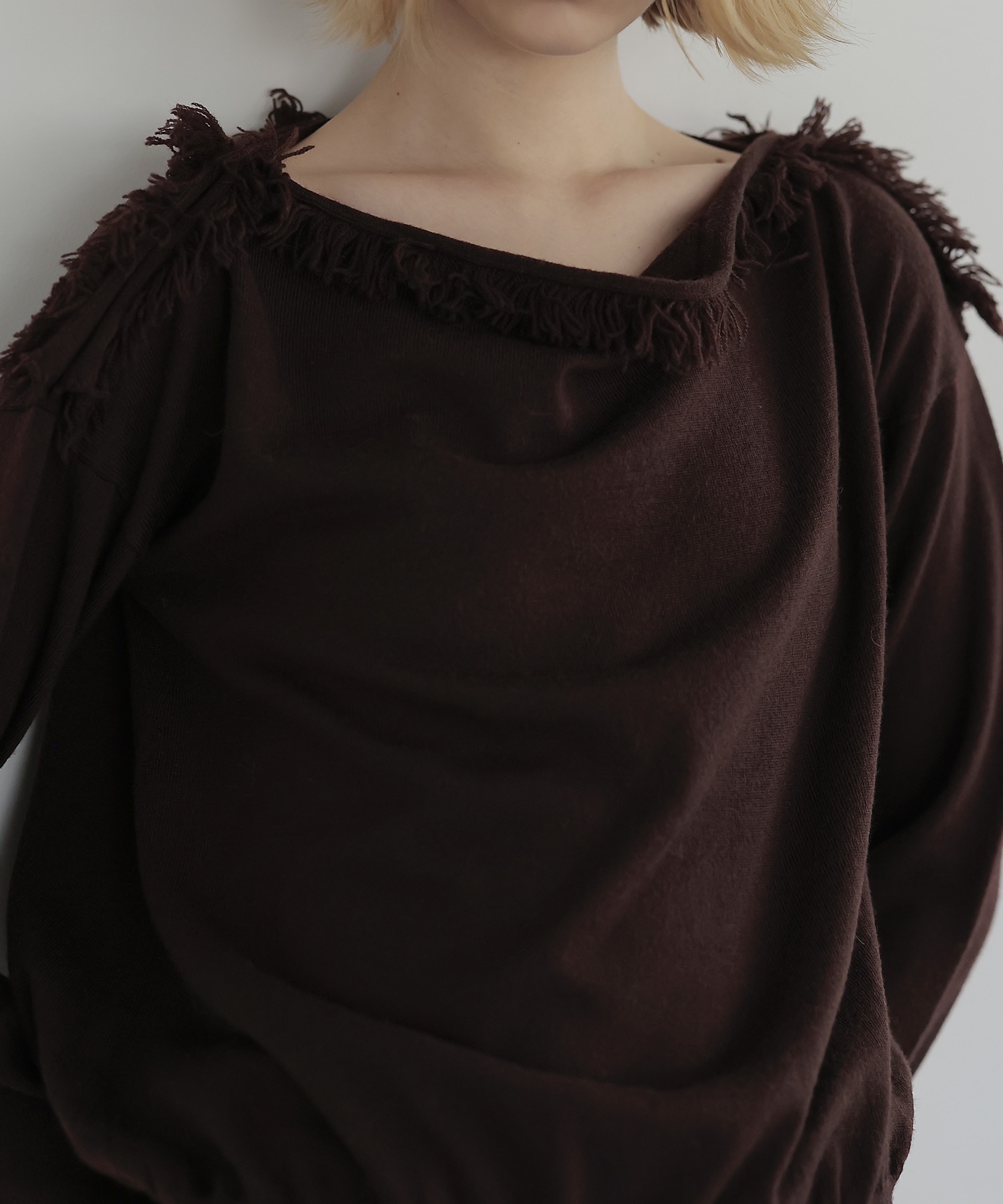 cash feel wool fringe pullover | AND ON JIONE STORE（アンドオン 