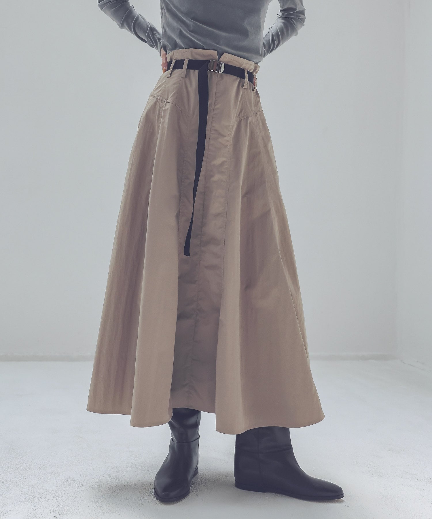 fit & flare panel long skirt