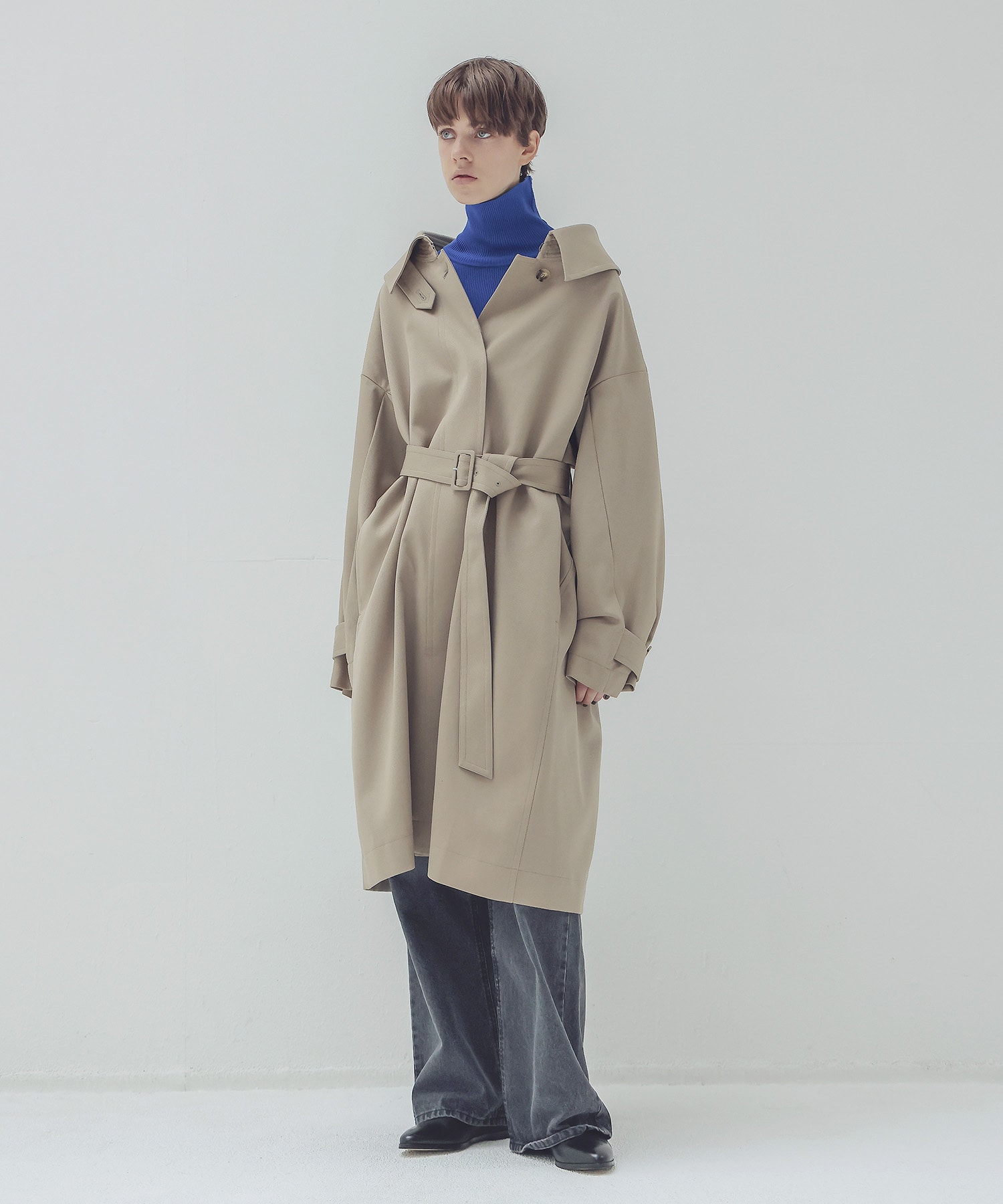 T/W big collor trench coat