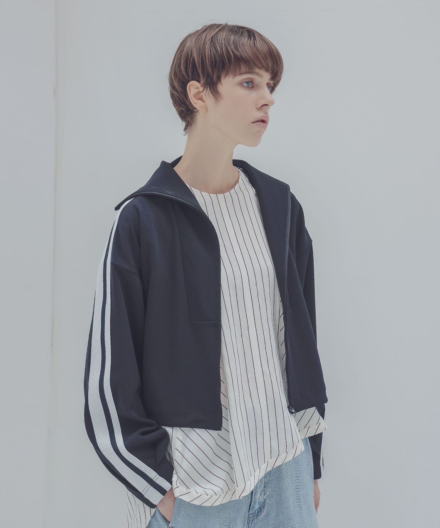 georgett crepe jersey line blouson