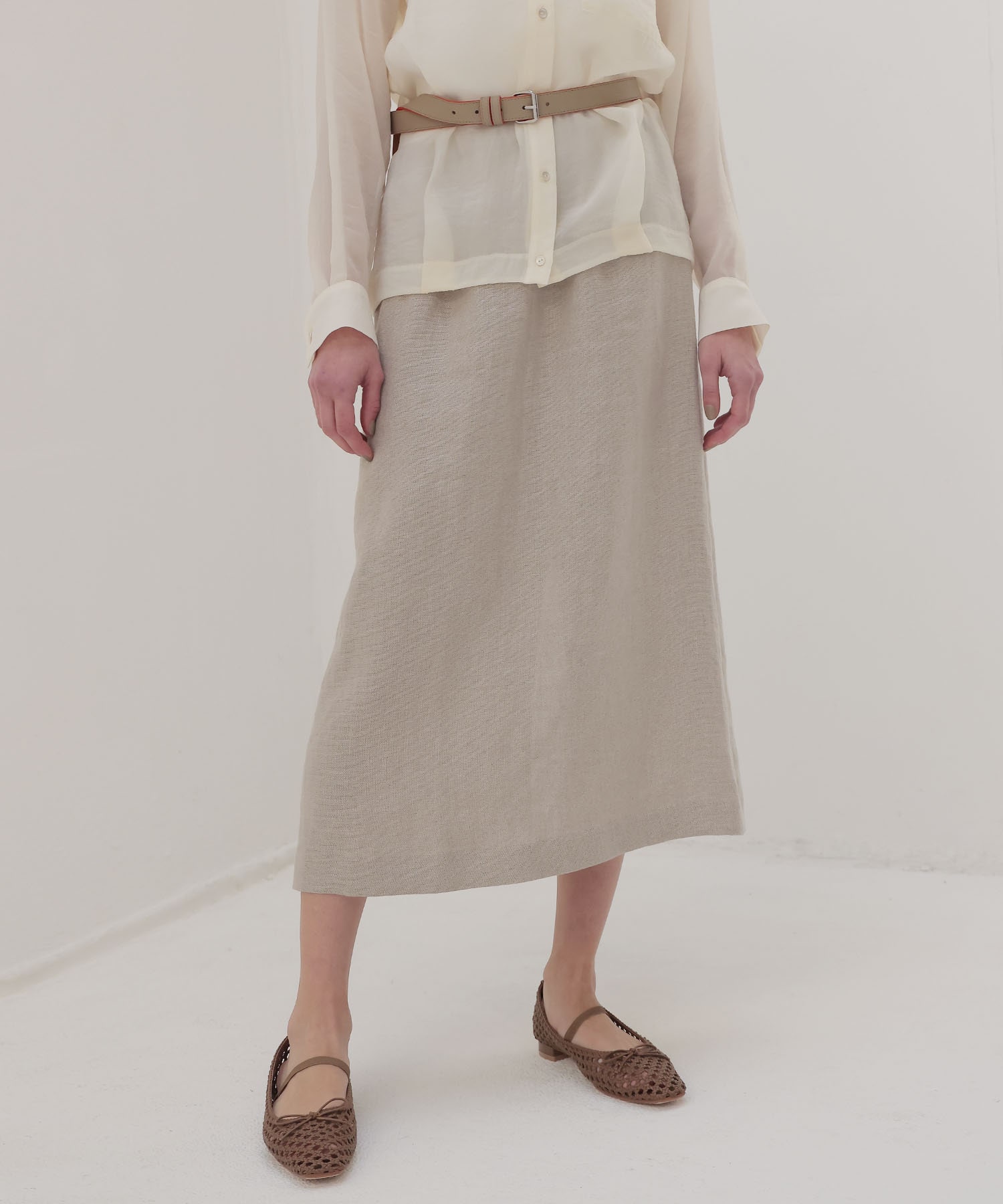 OX linen midi skirt