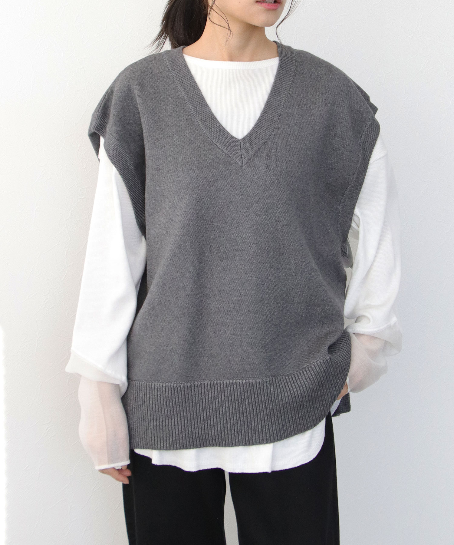 ハイネックショートニット×Vネックニットセット | AND ON JIONE STORE