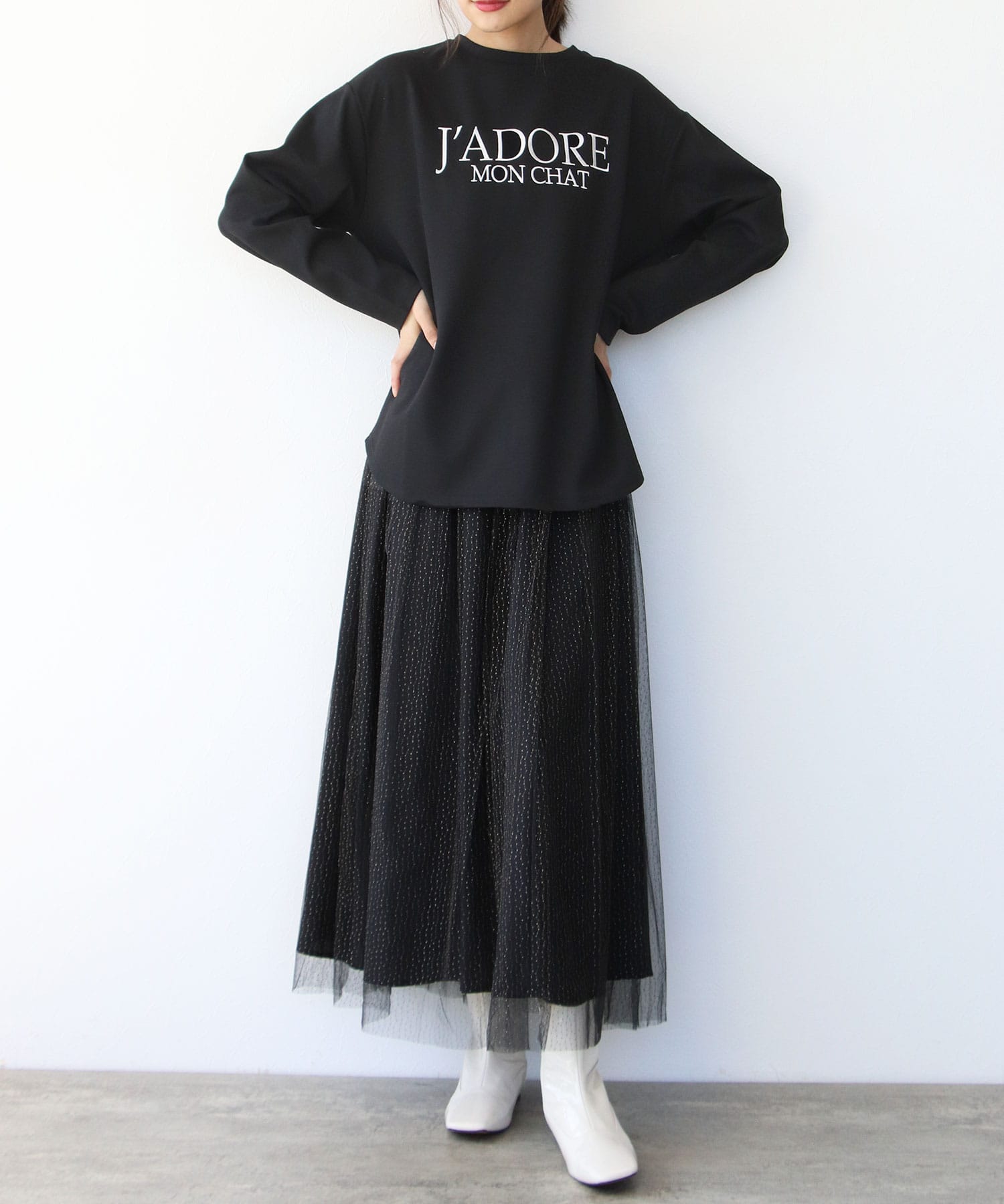 SUGAR ROSE /シュガーローズ】JADORE刺繍ロゴロングTシャツ | AND ON